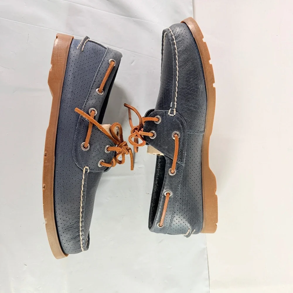 Sperry Men's Leeward 2-Eye Perf Navy Boat Shoes Size 9 W New
